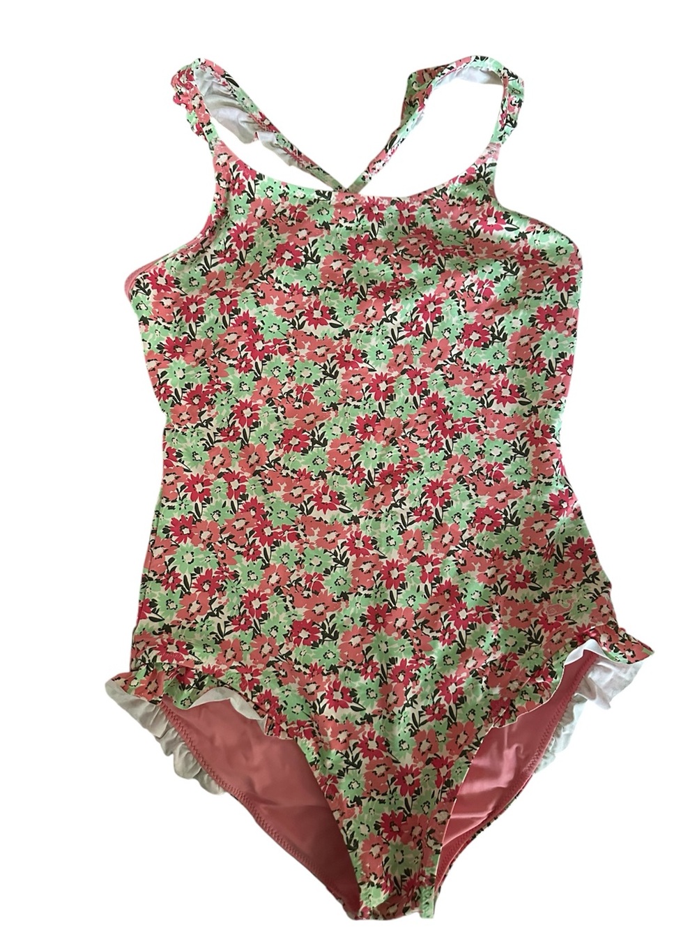 NWOT M(10/12) Vineyard Vines Girls Floral One-Piece Swimsuit Pink/Mint Green